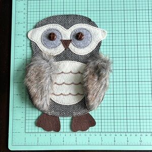 Gray and Brown Owl Plush Decor Patch